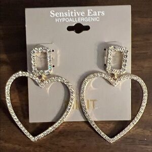 NWT Mixit Gold-Plated Crystal Heart Earrings